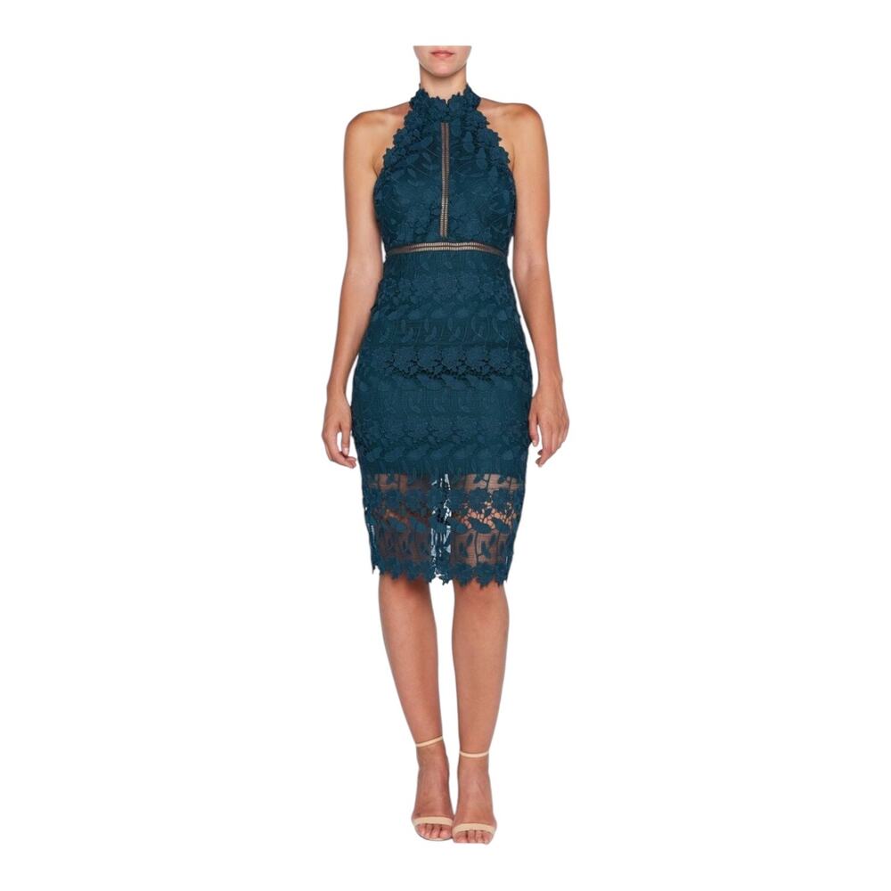 Bardot dress Noni Halter sheath teal size 6/S